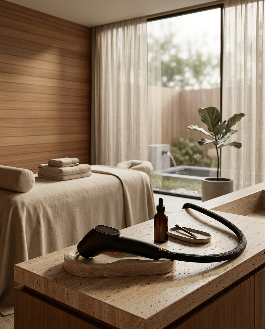 Modern recovery clinic interior with World Cryo device
