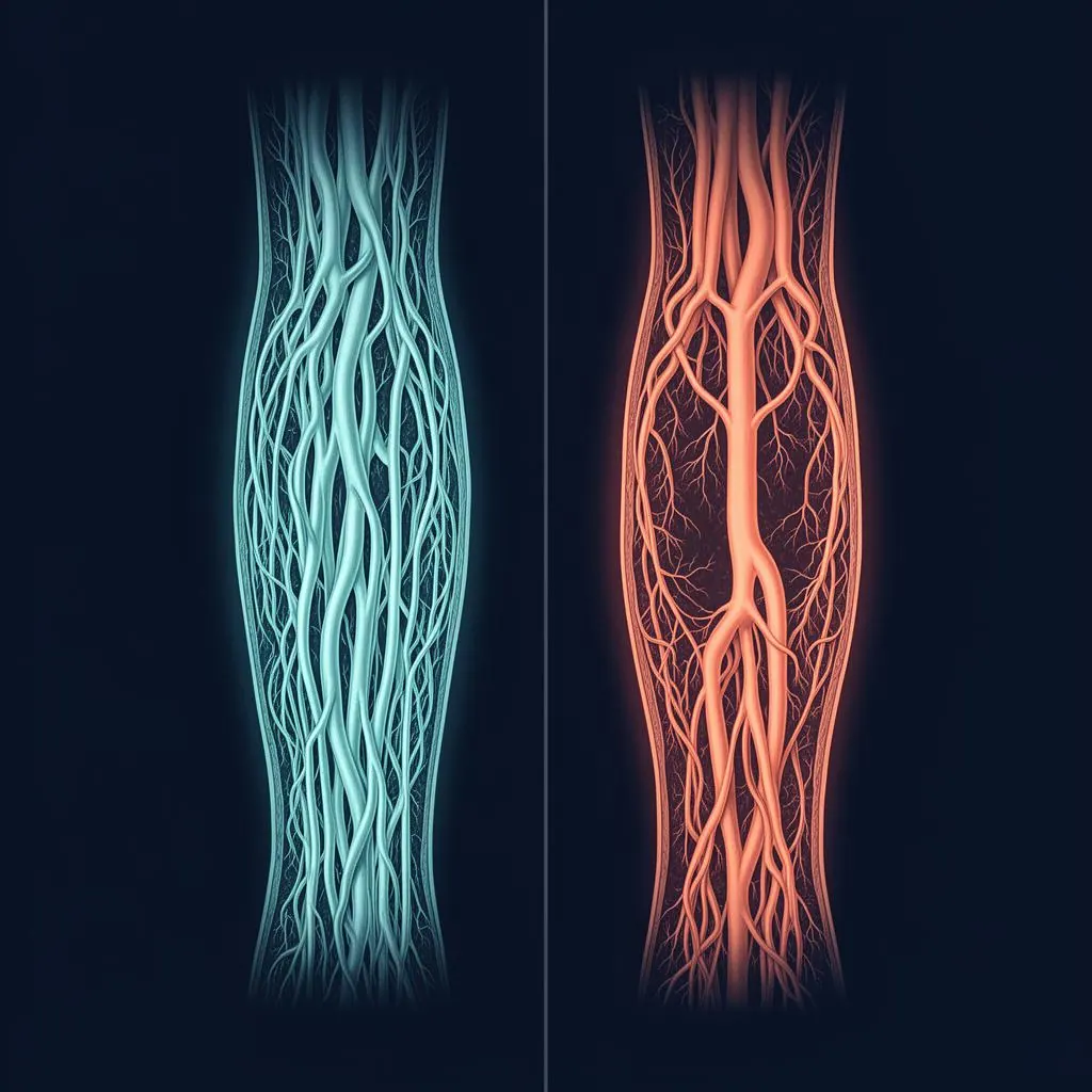 Vasoconstriction and vasodilation diagram